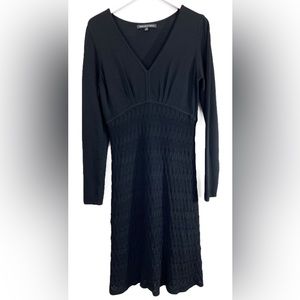 Jones Wear Sweater Dress Black Long Sleeve Midi Lined Size S